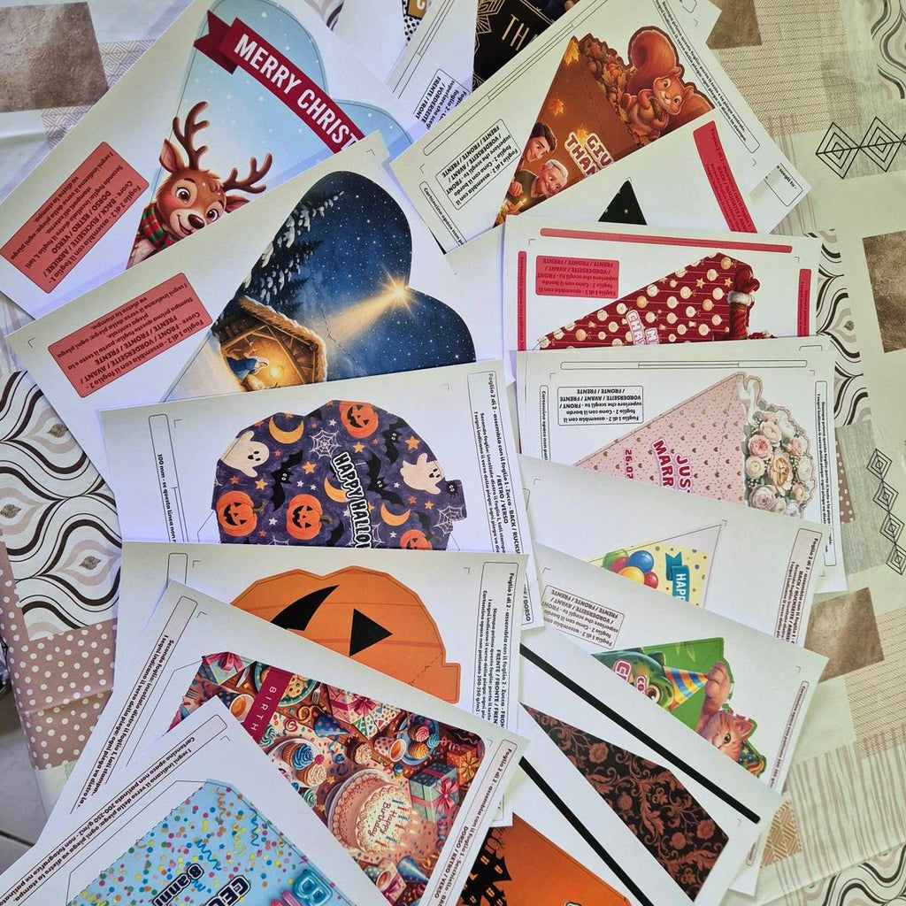 Printed Keepsy Studio cone sheets for many occasions