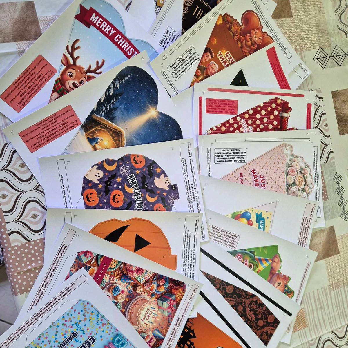 Printed Keepsy Studio cone sheets for many occasions